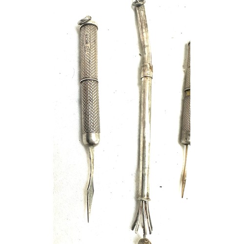 74 - 3 x .925 sterling toothpicks & swizzle stick