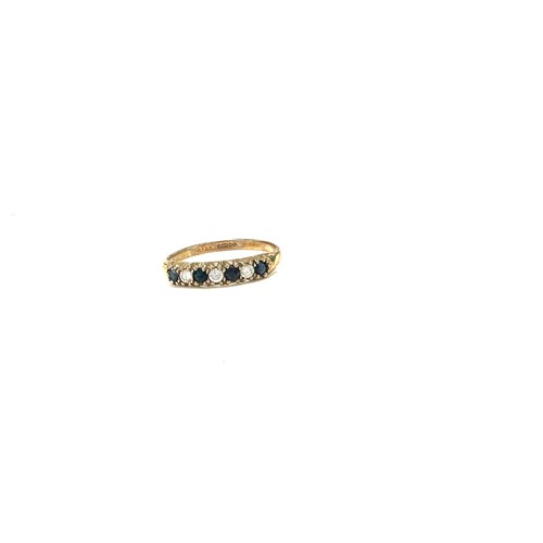 180 - 9ct gold sapphire & cubic zirconia half eternity ring (1.3g)
