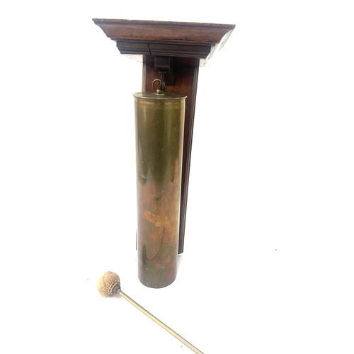 57 - Possibly WW2 gong on wooden stand overall height 17 inches tall