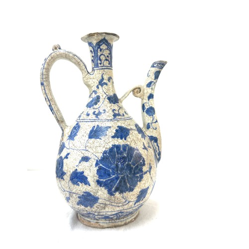 566 - Oriental blue and white tea pot overall height 10 inches