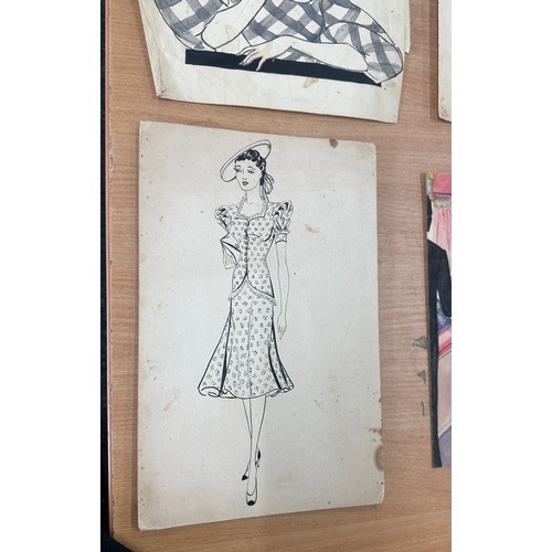 45 - Selection of vintage drawings of art deco style ladies