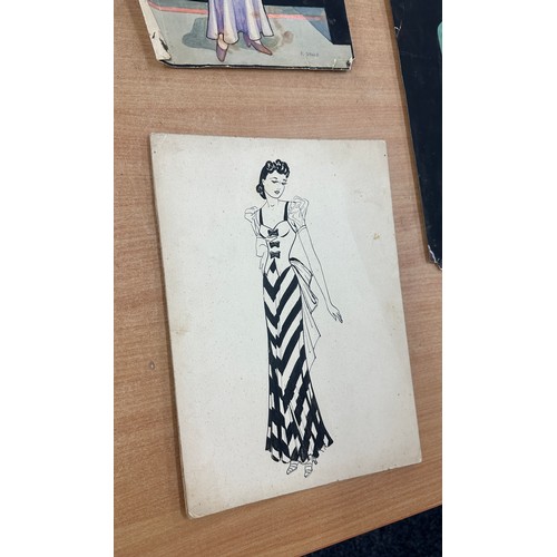 45 - Selection of vintage drawings of art deco style ladies