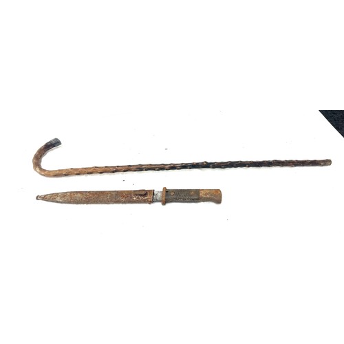 94 - Military bayonet and a silver topped cane