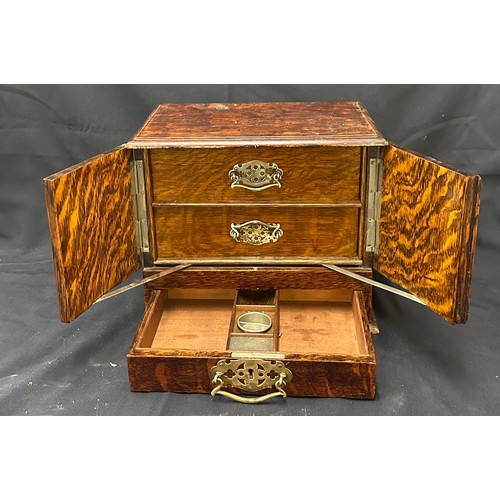 58 - Antique oak writing box measures approximately Height 11 inches, Width 13 inches, Depth 8.5 inches