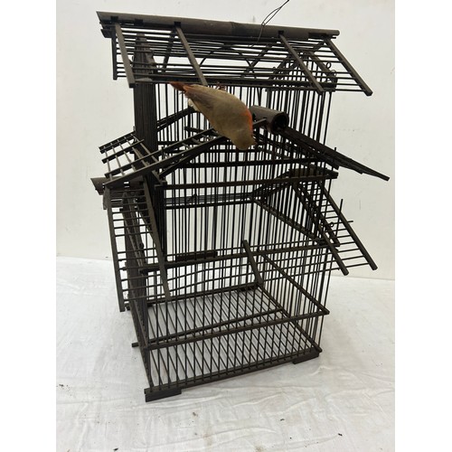 9 - Vintage cane birds cage measures approx 21 inches tall by 16 wide and 15 deep