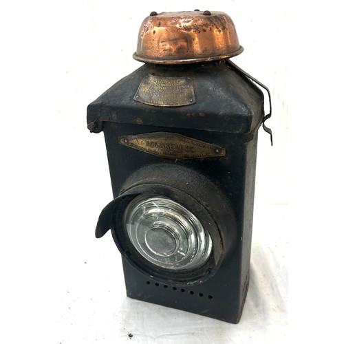 31 - Vintage Adlake no 22 railway lamp overall height 15 inches tall