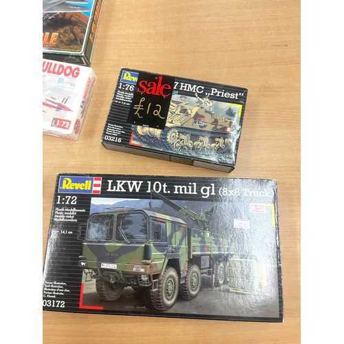 73 - Selection of Boxed models includes Airfix 17f, f-15 eagle, Revel LKW, may all not be complete