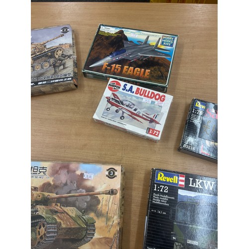 73 - Selection of Boxed models includes Airfix 17f, f-15 eagle, Revel LKW, may all not be complete