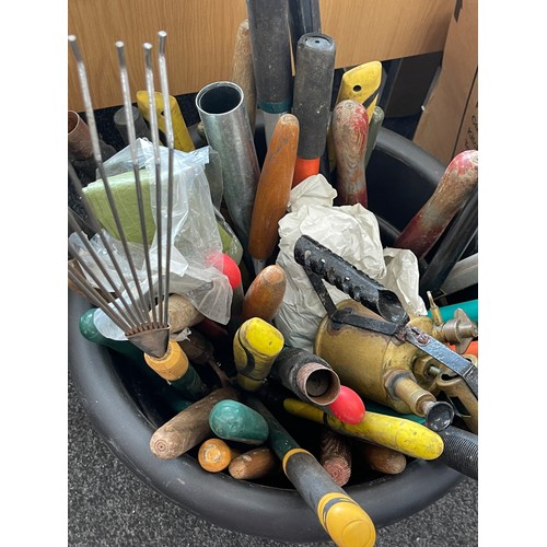 341 - Selection of assorted tools includes rakes etc