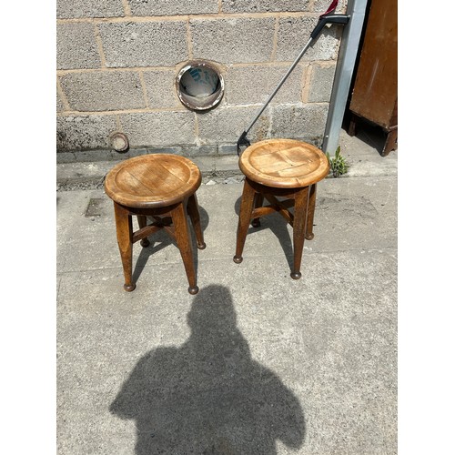 369 - Pair of pub stools overall measures approx 19 inches tall, 13 diameter