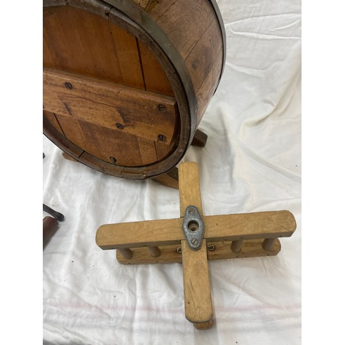 363 - Vintage wooden Albert Challenger wine Churn, approximate height 16 inches, Width 13 inches, has sust... 