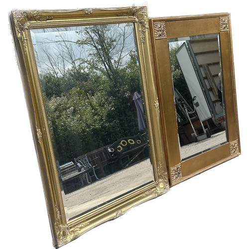 356 - Two gilt framed mirrors largest measures approx 42 inches wide by 30 inches tall