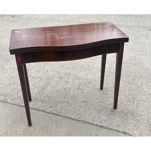 371 - Mahogany inlaid hall table with flip top and drawer measures approx 29 inches tall by 35 wide and 18... 