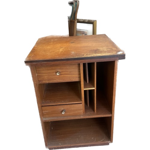 381 - Teak sewing cupboard measures approximately Height 29 inches, by 21 inches