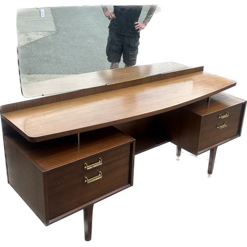 388 - Mid century G Plan teak dressing table with mirror measures approx with mirror 48 inches tall, 63 wi... 