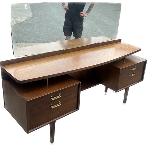 388 - Mid century G Plan teak dressing table with mirror measures approx with mirror 48 inches tall, 63 wi... 