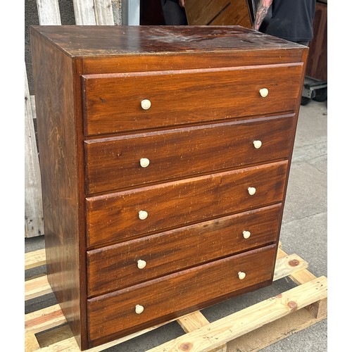 392 - Vintage five drawer chest measures approx 37 inches tall, 30 wide and 16 deep