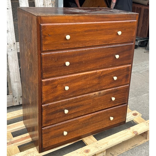 392 - Vintage five drawer chest measures approx 37 inches tall, 30 wide and 16 deep