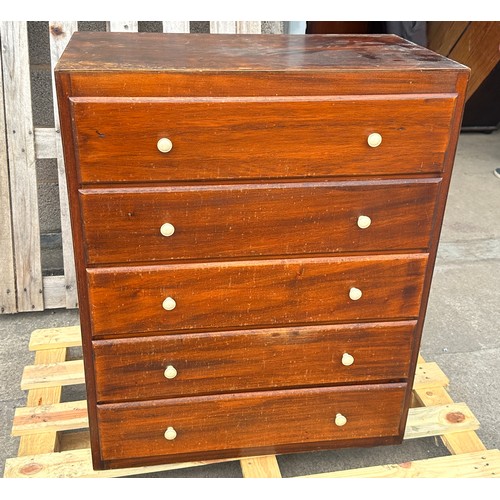 392 - Vintage five drawer chest measures approx 37 inches tall, 30 wide and 16 deep