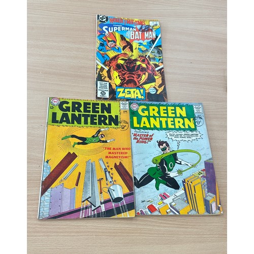 72 - Three vintage DC comics to include Green Lantern, Superman and Batman