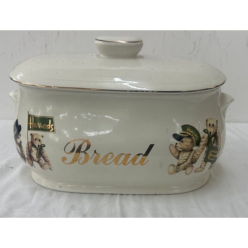 1 - Harrods bread crock measures approx 9.5 inches tall, 15 wide and 8 deep