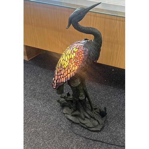 362 - Large Tiffany style Heron lamp floor or table in working order overall height 80 cm