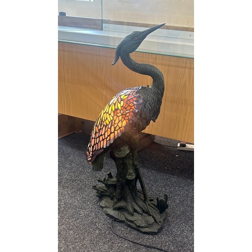 362 - Large Tiffany style Heron lamp floor or table in working order overall height 80 cm