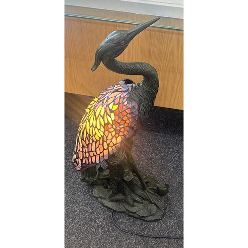 362 - Large Tiffany style Heron lamp floor or table in working order overall height 80 cm