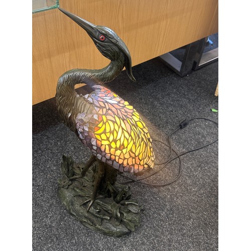 362 - Large Tiffany style Heron lamp floor or table in working order overall height 80 cm