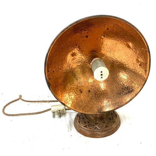 257 - Vintage Premier glowing hammered copper heat lamp, untested