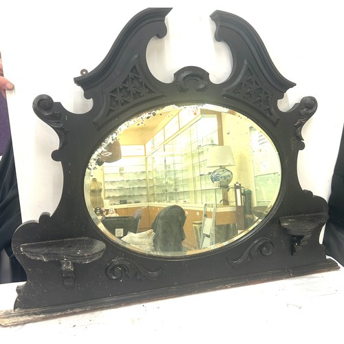 342 - Wooden overmantle mirror, mirror in need of attention, approximate measurements: Height 31 inches, W... 