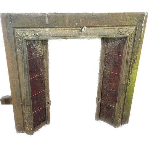 100F - Cast and tiled vintage fire surround, approximate measurements: Height 38 inches, Width 38 inches