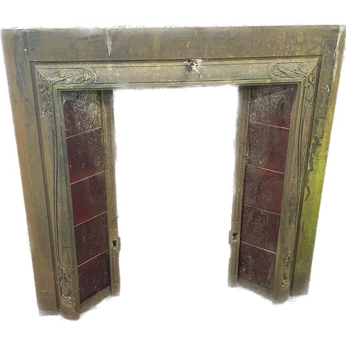 100F - Cast and tiled vintage fire surround, approximate measurements: Height 38 inches, Width 38 inches