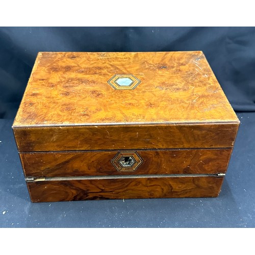 6 - Antique tea caddy in need of restoration measures approximately 6 inches tall 12 inches wide 8.5 inc... 