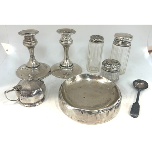 539 - Large selection of silver items all damaged includes ash tray, candle sticks etc