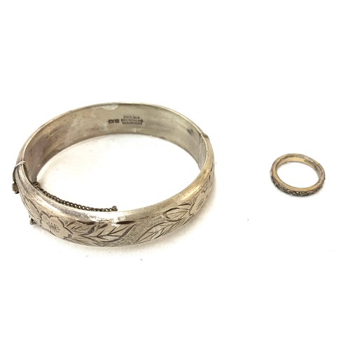 516 - Hallmarked silver bangle and a ring