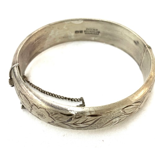 516 - Hallmarked silver bangle and a ring