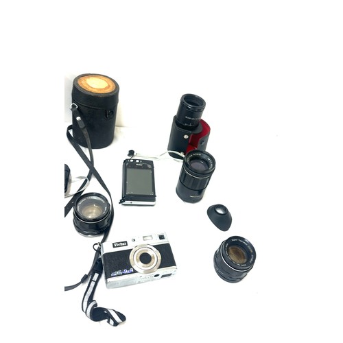 84 - Boxed Polaroid spirit 600cl camera, 3 Vivitar cameras, selection lens to include Asahi, Soligor etc,... 