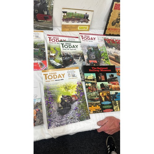 331A - Selection of ' Today' Rail way magazines and a selection of train hand made signs