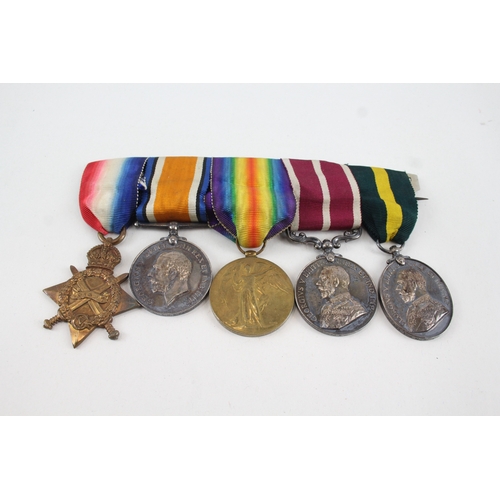 411 - WW1 GV M.S.M Territorial Medal Group Mounted Named Trio etc