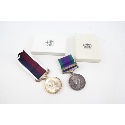 416 - Boxed ER.II R.A.F Medal Pair C.S.M Northern Ireland L.S.G.C R.O Burmann B8188459