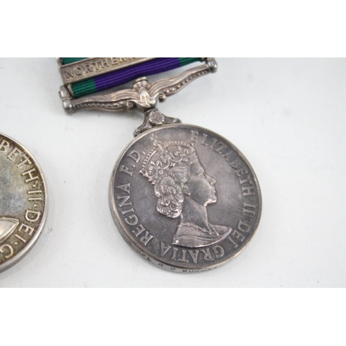 416 - Boxed ER.II R.A.F Medal Pair C.S.M Northern Ireland L.S.G.C R.O Burmann B8188459