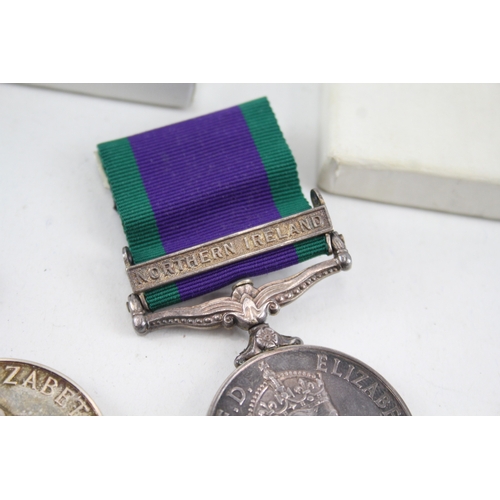 416 - Boxed ER.II R.A.F Medal Pair C.S.M Northern Ireland L.S.G.C R.O Burmann B8188459