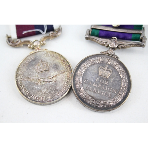 416 - Boxed ER.II R.A.F Medal Pair C.S.M Northern Ireland L.S.G.C R.O Burmann B8188459