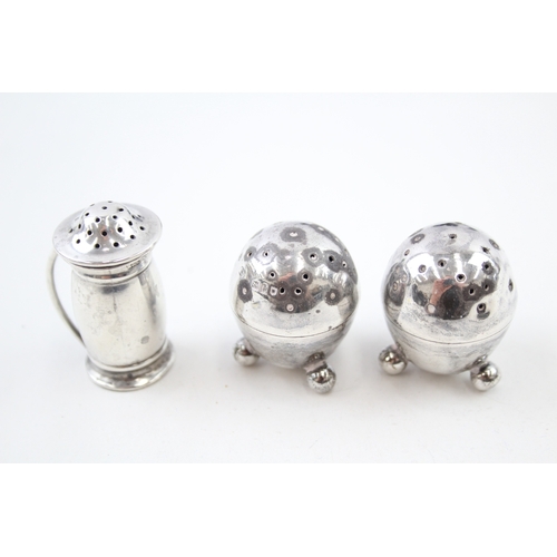 26 - 3 x .925 sterling salt / pepper shakers / cellars