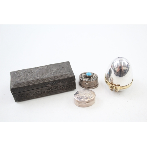 27 - 4 x .925 sterling pin / trinket boxes