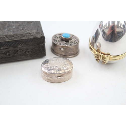 27 - 4 x .925 sterling pin / trinket boxes