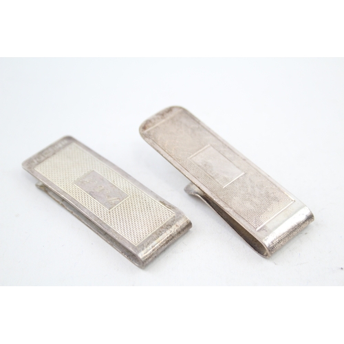 29 - 2 x .925 sterling silver gents money clips inc engraved