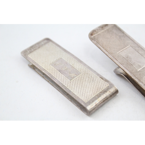 29 - 2 x .925 sterling silver gents money clips inc engraved