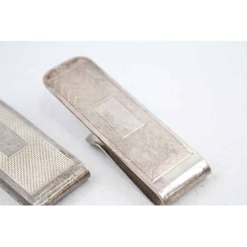 29 - 2 x .925 sterling silver gents money clips inc engraved